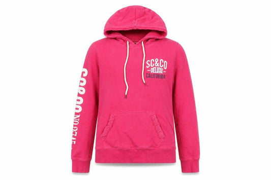 Front view of SoulCal women’s pink cotton pullover hoodie, size UK 8