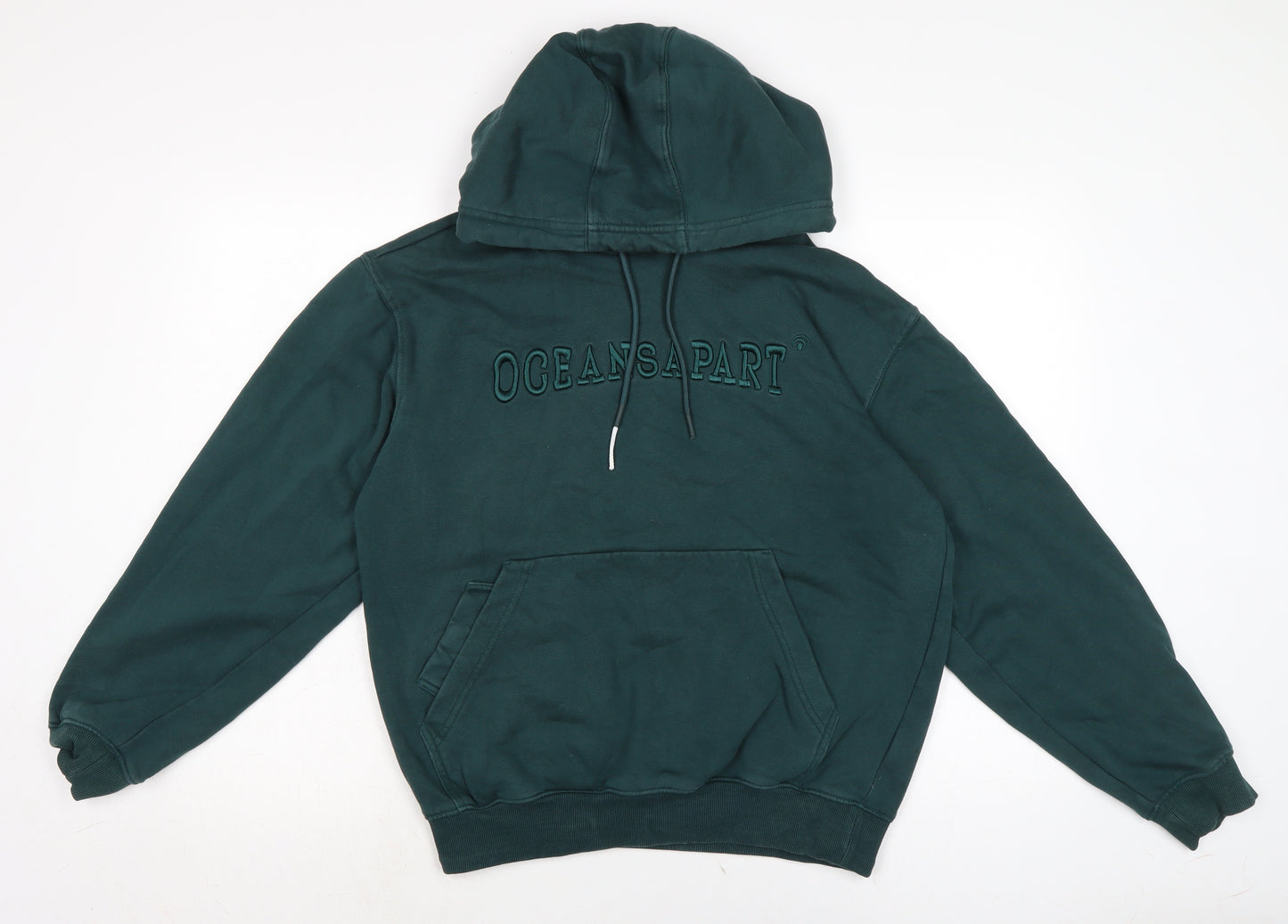 Oceans apart Mens Green Cotton Pullover Hoodie Size M