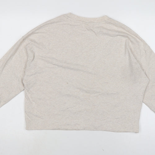 H&M Womens Beige Cotton Pullover Sweatshirt One Size