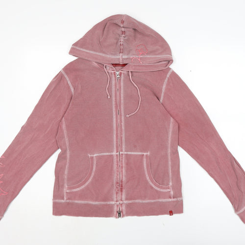 The White stufff Womens Pink Cotton Full Zip Hoodie Size S