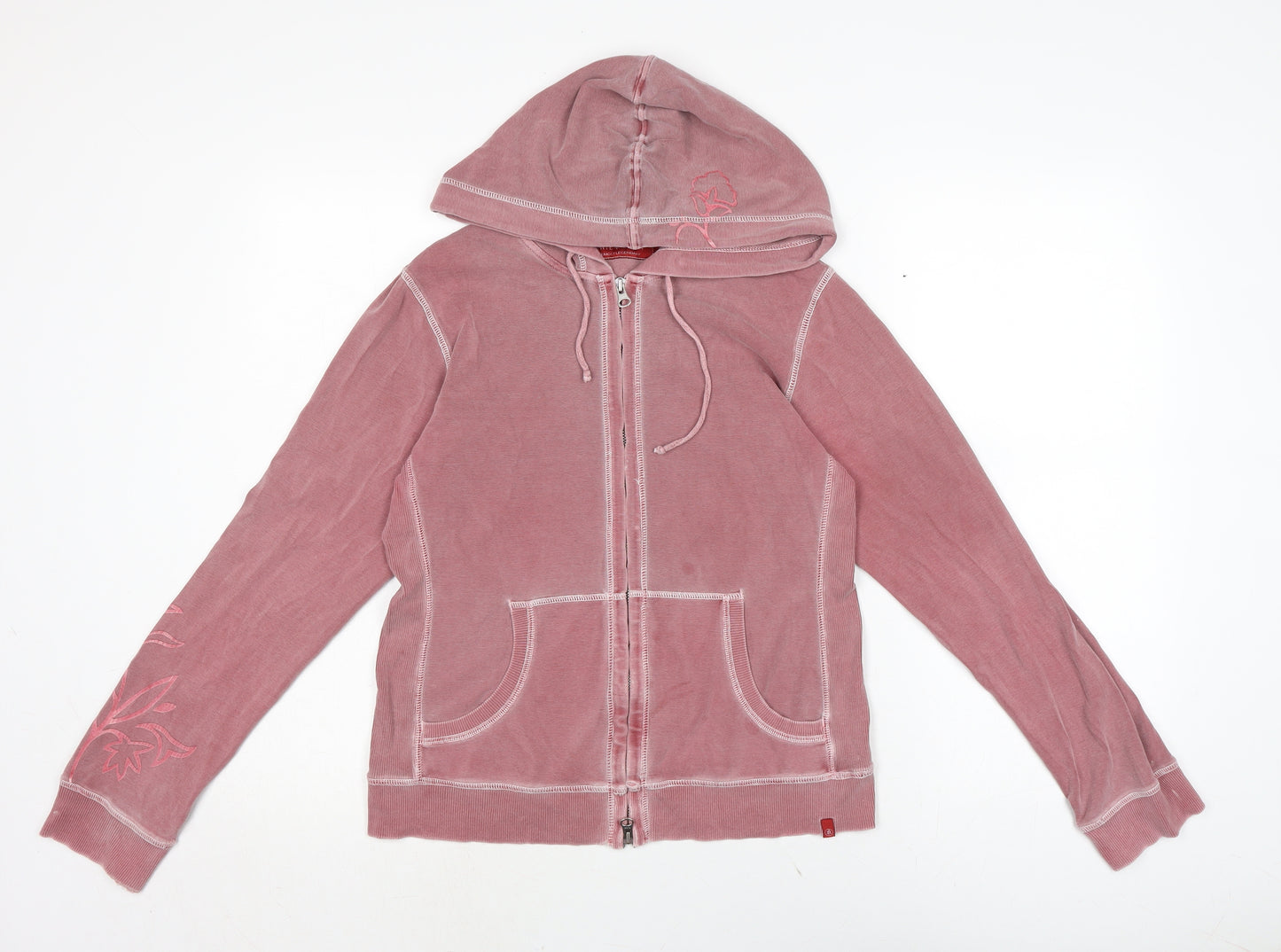 The White stufff Womens Pink Cotton Full Zip Hoodie Size S