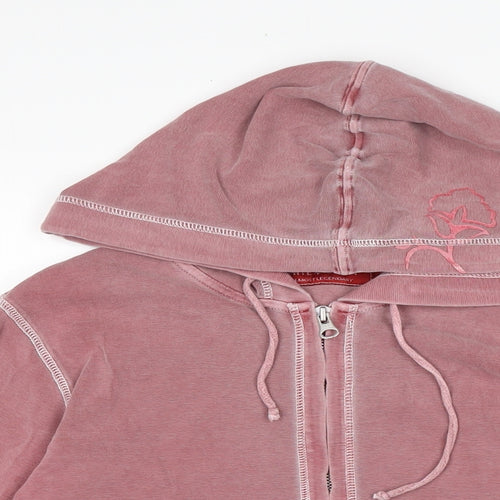 The White stufff Womens Pink Cotton Full Zip Hoodie Size S