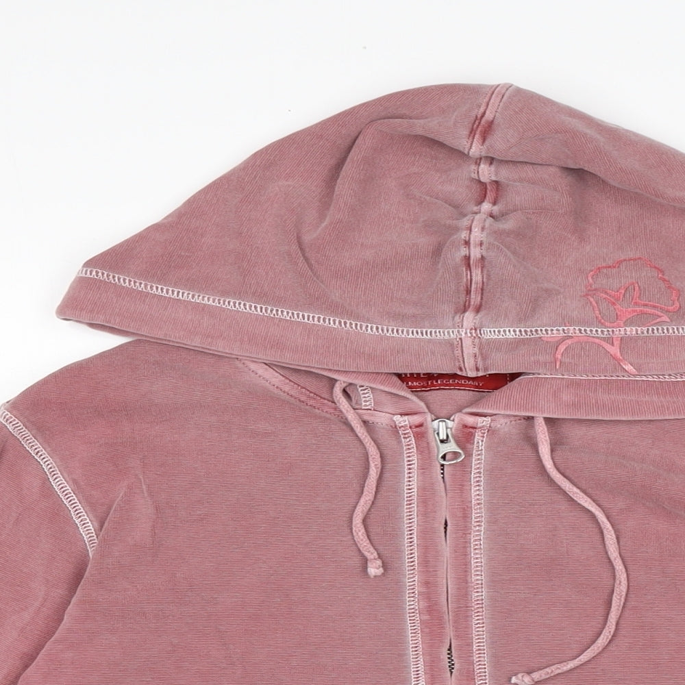 The White stufff Womens Pink Cotton Full Zip Hoodie Size S