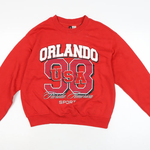 Divided Womens Red Cotton Pullover Sweatshirt Size M