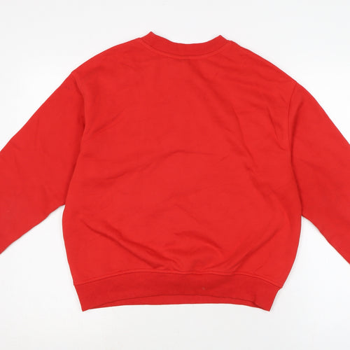 Divided Womens Red Cotton Pullover Sweatshirt Size M