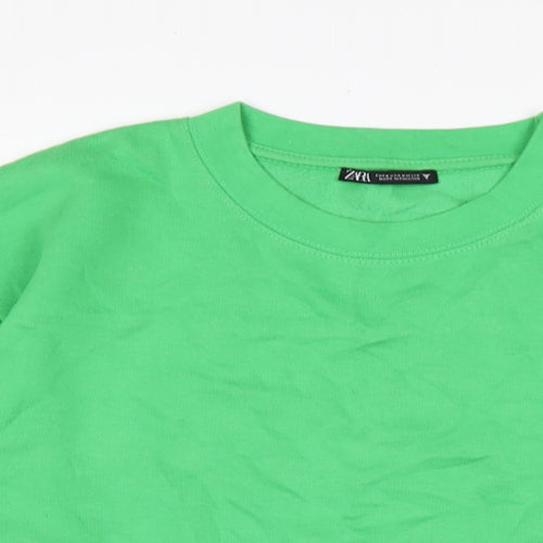 Zara Womens Green Cotton Pullover Sweatshirt Size M