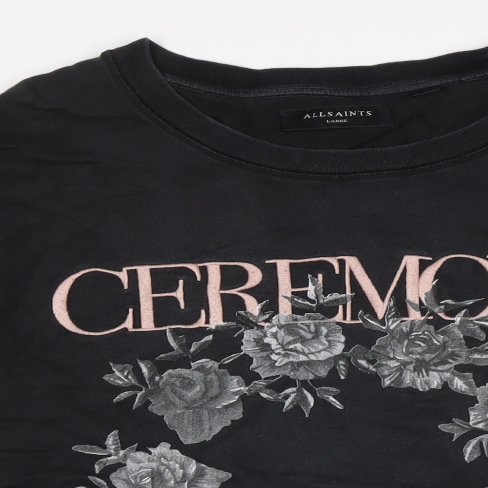 AllSaints Womens Grey Cotton Pullover Sweatshirt Size L