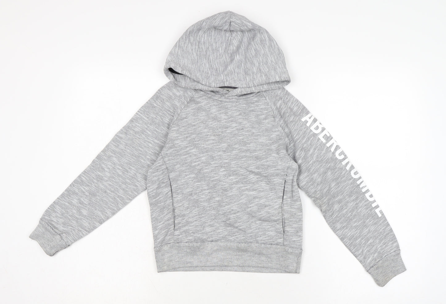abercrombie kids Boys Grey Cotton Pullover Hoodie Size 7-8 Years