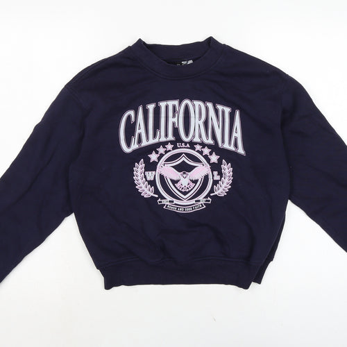 Divided Womens Blue Cotton Pullover Sweatshirt Size S
