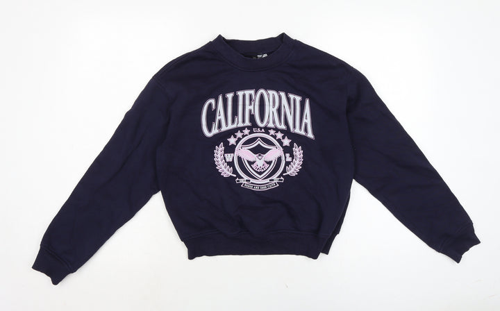 Divided Womens Blue Cotton Pullover Sweatshirt Size S