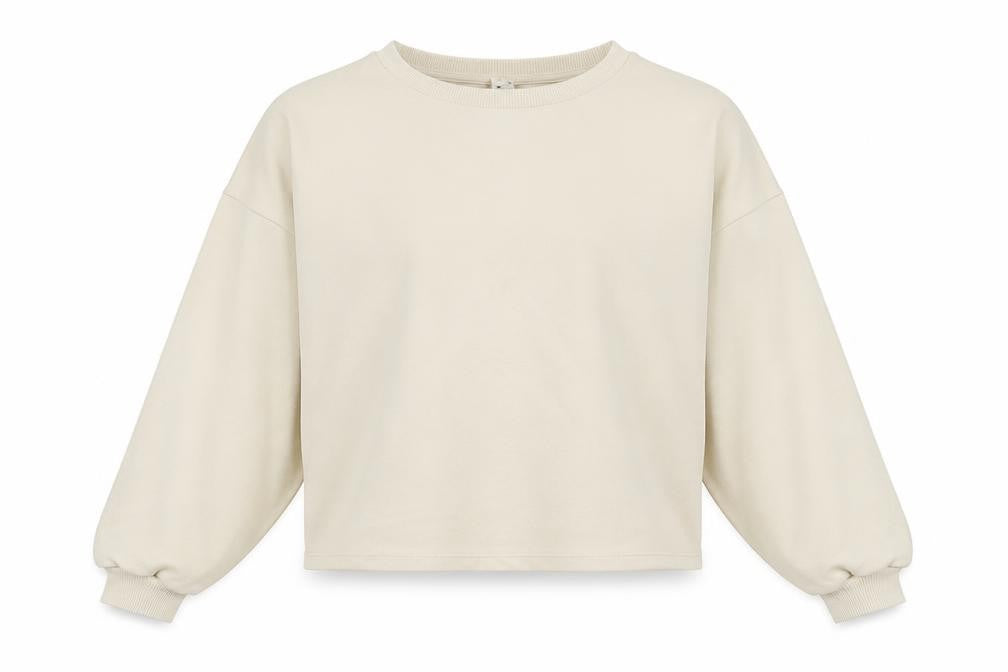 Front view of River Island women’s ivory cotton pullover sweatshirt, size UK 8