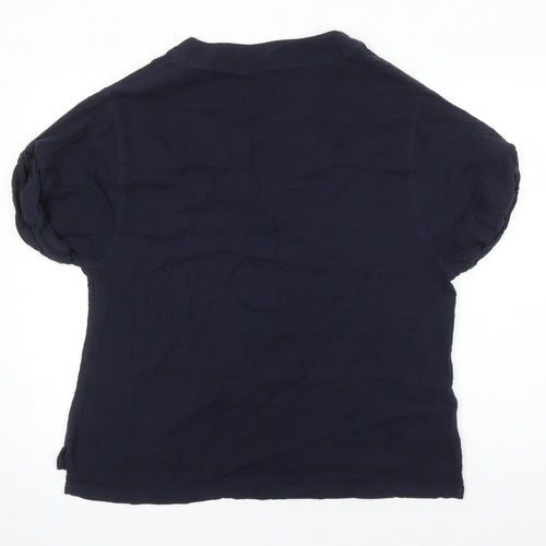 Woman Womens Blue 100% Cotton Tunic Blouse Size 12 V-Neck
