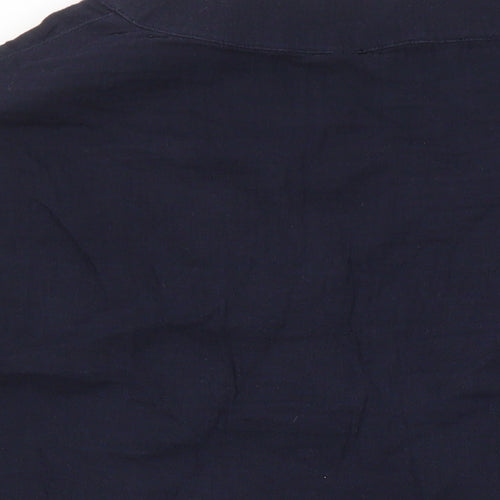 Woman Womens Blue 100% Cotton Tunic Blouse Size 12 V-Neck