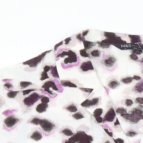 M&S Collection Womens Multicoloured Floral Viscose Tunic Blouse Size 16 Collared