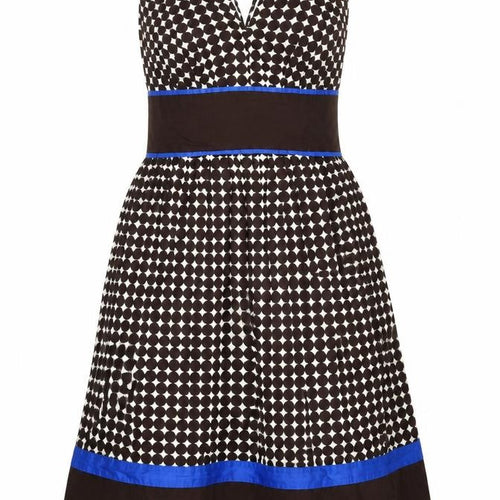 NEXT Womens Ivory Geometric Cotton A-Line Size 8 Sweetheart Zip