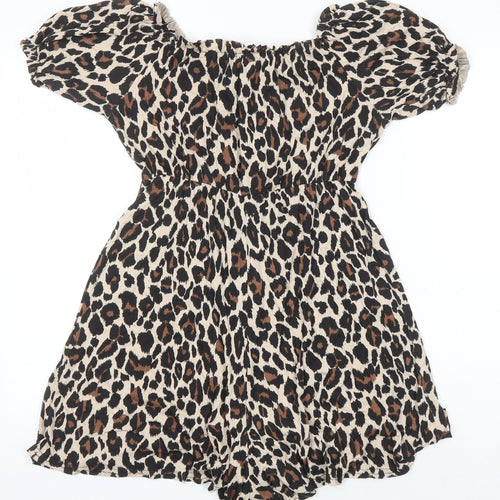 Boohoo Womens Multicoloured Animal Print Viscose Playsuit One-Piece Size 10