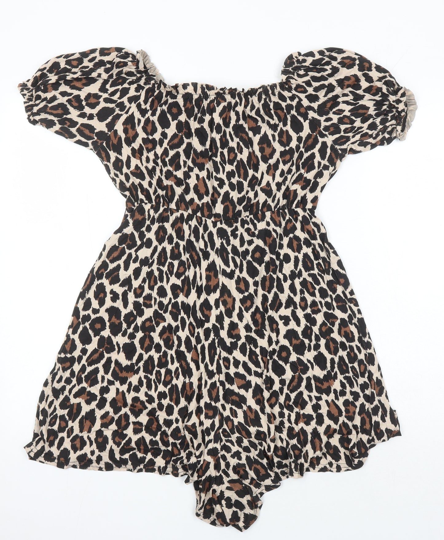 Boohoo Womens Multicoloured Animal Print Viscose Playsuit One-Piece Size 10