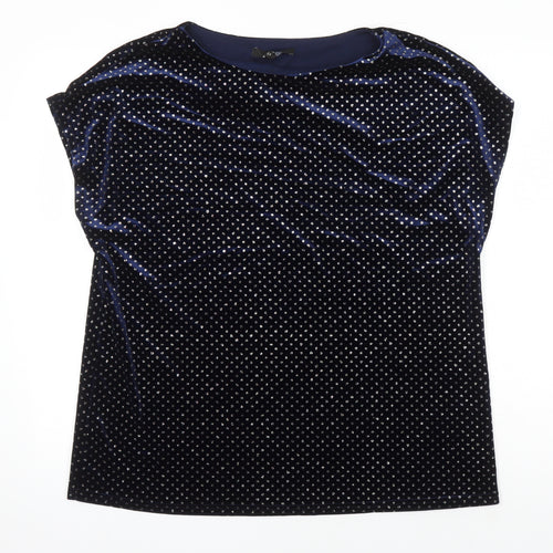 NEXT Womens Blue Polka Dot Polyester Tunic Blouse Size 18 Boat Neck