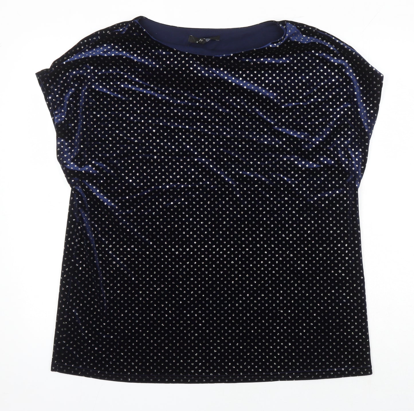 NEXT Womens Blue Polka Dot Polyester Tunic Blouse Size 18 Boat Neck