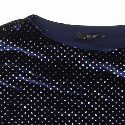NEXT Womens Blue Polka Dot Polyester Tunic Blouse Size 18 Boat Neck