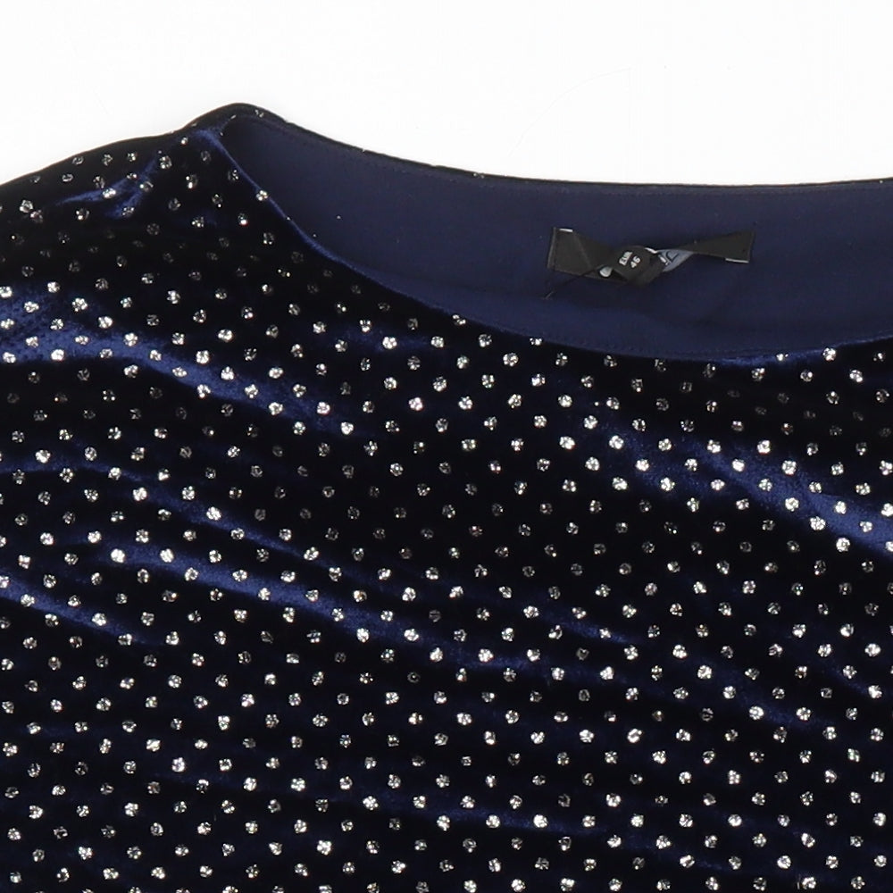 NEXT Womens Blue Polka Dot Polyester Tunic Blouse Size 18 Boat Neck