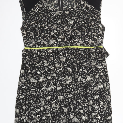 Diya Womens Multicoloured Geometric Polyester Shift Size 18 Scoop Neck Zip