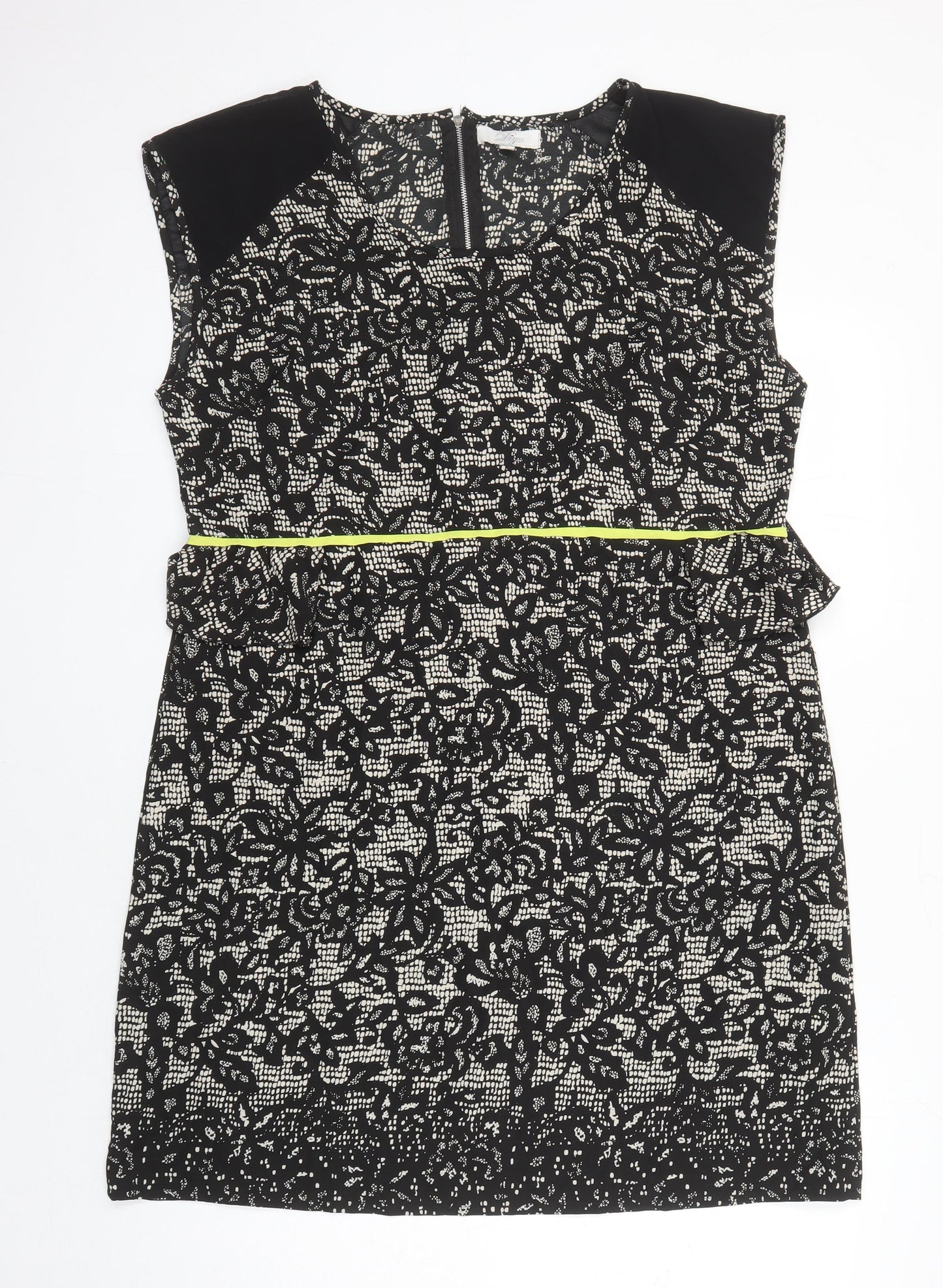 Diya Womens Multicoloured Geometric Polyester Shift Size 18 Scoop Neck Zip