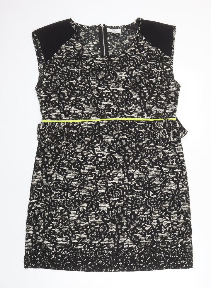 Diya Womens Multicoloured Geometric Polyester Shift Size 18 Scoop Neck Zip