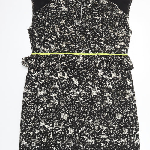 Diya Womens Multicoloured Geometric Polyester Shift Size 18 Scoop Neck Zip