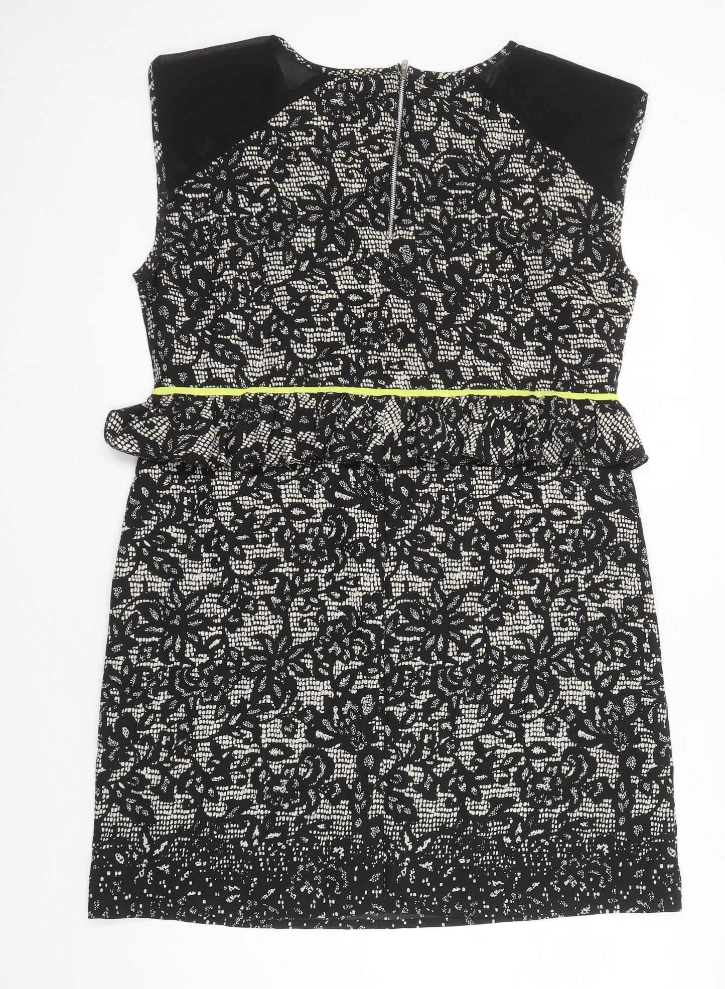 Diya Womens Multicoloured Geometric Polyester Shift Size 18 Scoop Neck Zip