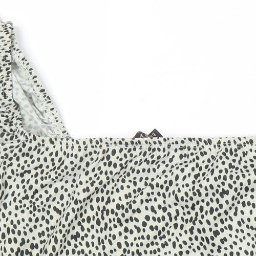 Lipsy Womens Multicoloured Polka Dot Polyester Tunic Blouse Size 14 Square Neck