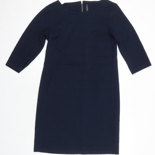 FreeQuent Womens Blue Polyester Shift Size 8 Boat Neck