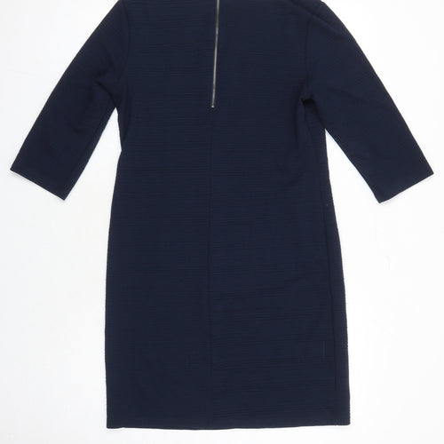 FreeQuent Womens Blue Polyester Shift Size 8 Boat Neck