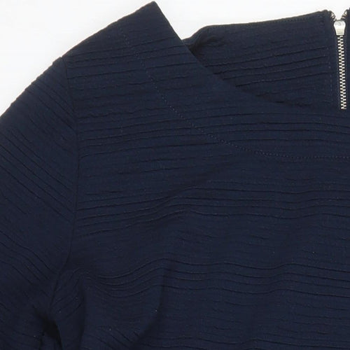 FreeQuent Womens Blue Polyester Shift Size 8 Boat Neck