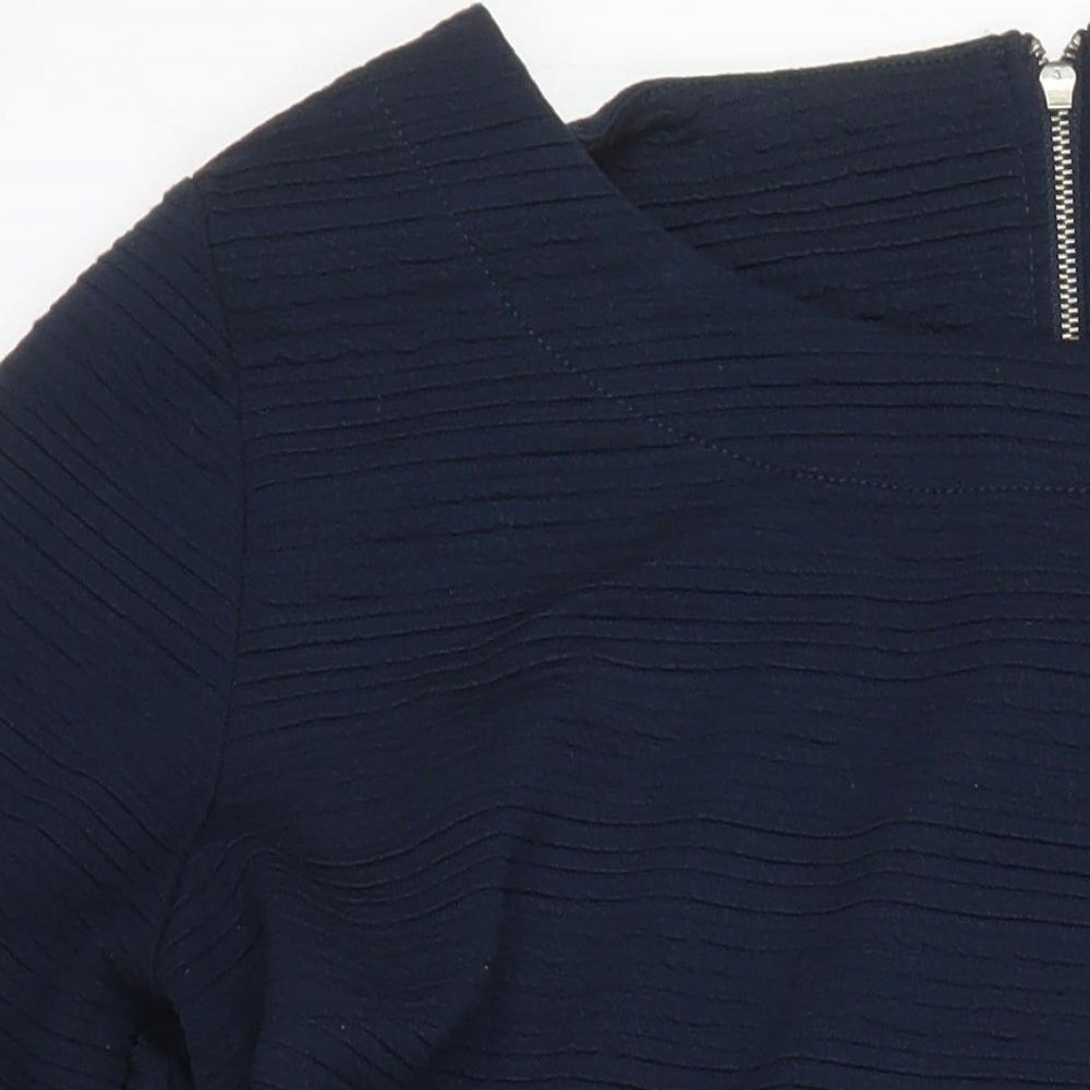 FreeQuent Womens Blue Polyester Shift Size 8 Boat Neck