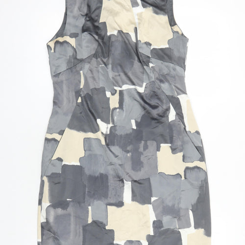 Wallis Womens Multicoloured Geometric Polyester Pencil Dress Size 12 Boat Neck