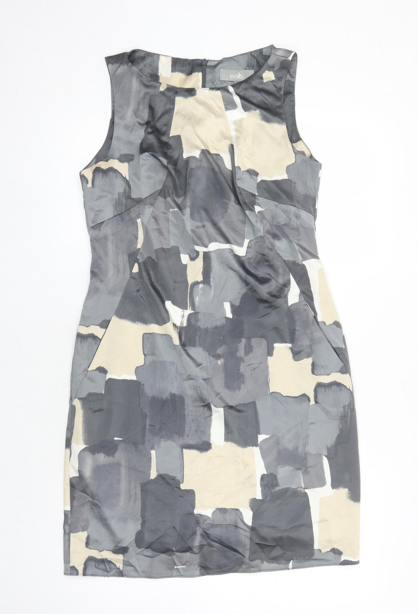 Wallis Womens Multicoloured Geometric Polyester Pencil Dress Size 12 Boat Neck
