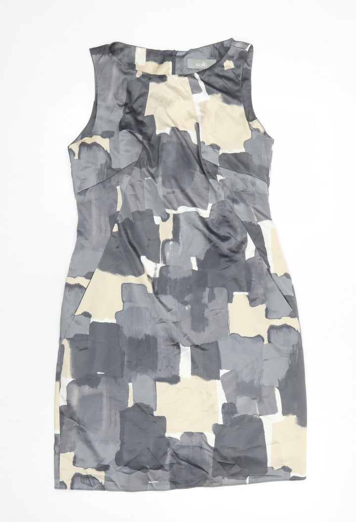 Wallis Womens Multicoloured Geometric Polyester Pencil Dress Size 12 Boat Neck