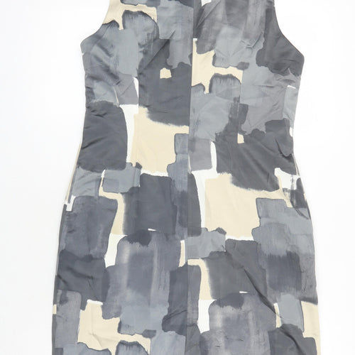 Wallis Womens Multicoloured Geometric Polyester Pencil Dress Size 12 Boat Neck