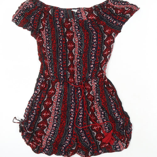 H&M Womens Multicoloured Geometric Viscose Playsuit One-Piece Size 4