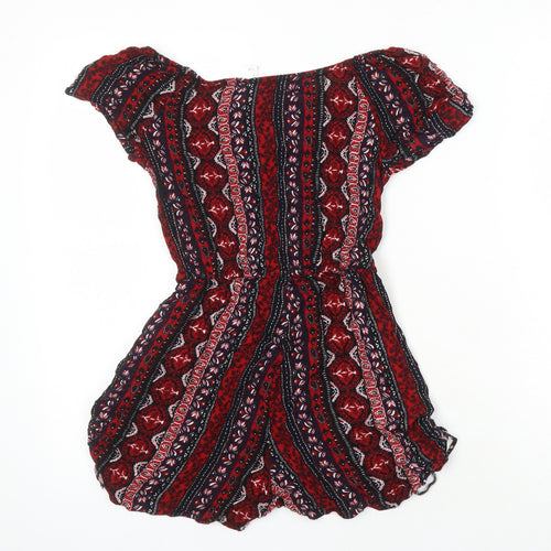 H&M Womens Multicoloured Geometric Viscose Playsuit One-Piece Size 4
