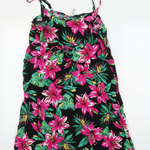BHS Womens Multicoloured Floral Viscose Shift Size 16 Boat Neck