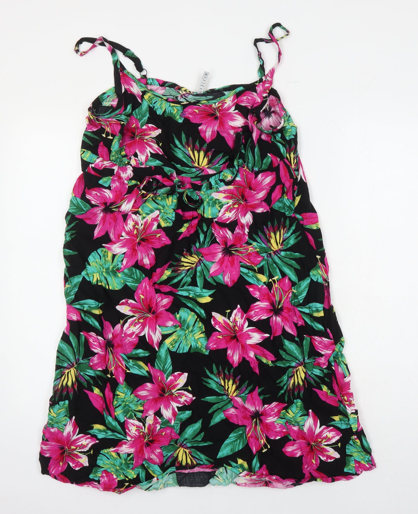 BHS Womens Multicoloured Floral Viscose Shift Size 16 Boat Neck