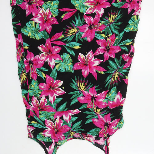 BHS Womens Multicoloured Floral Viscose Shift Size 16 Boat Neck