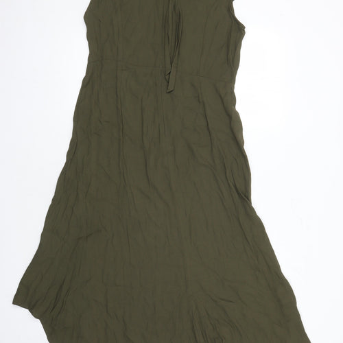 M&S Womens Green Viscose Shift Size 12 Boat Neck