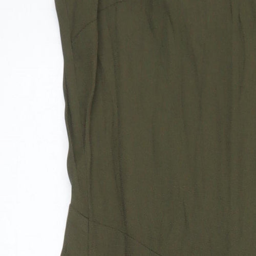 M&S Womens Green Viscose Shift Size 12 Boat Neck