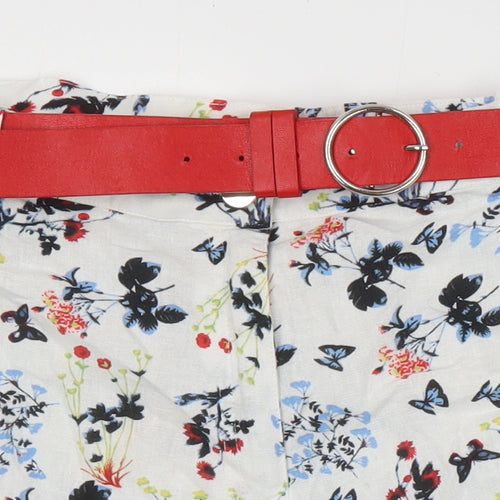 Anna Rose Womens Multicoloured Floral 100% Linen Basic Shorts Size 18 L11 in Regular Zip