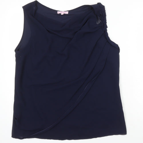 M&S Womens Blue Polyester Tunic Blouse Size 16 Boat Neck