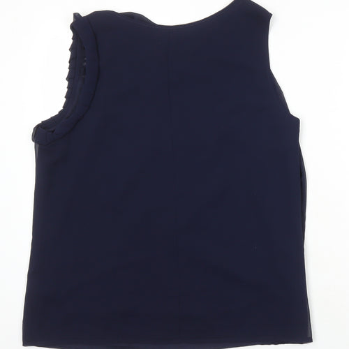 M&S Womens Blue Polyester Tunic Blouse Size 16 Boat Neck