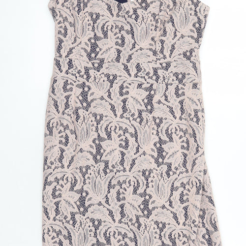 NEXT Womens Multicoloured Polyester Pencil Dress Size 10 Sweetheart Zip - Lace Overlay